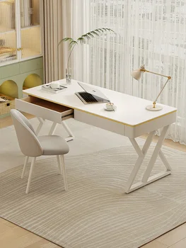 Письменный стол из каменной плиты, современная небольшая квартира, рабочий стол в кремовом стиле, бытовой многофункциональный настольный компьютерный стол