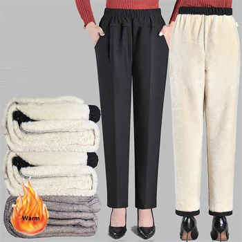 Плюс бархатные зимние шаровары, женские винтажные вельветовые брюки с высокой талией до щиколоток, негабаритные мешковатые осенне-зимние панталоны