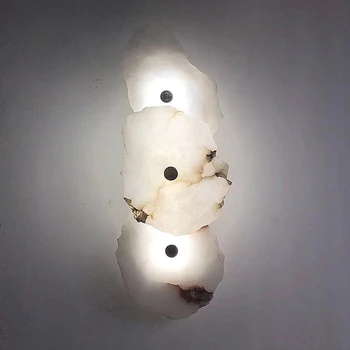 Новый Светодиодный настенный светильник из натурального мрамора, Медное роскошное бра для спальни, гостиной, столовой, декор стен в стиле современного искусства, дизайн KV98X