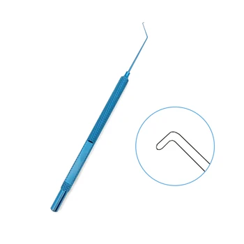 Крючок для манипулирования линзами с наконечником 1,1 мм, Угловой Крючок для манипулирования линзами, Титановый Офтальмологический микрохирургический инструмент