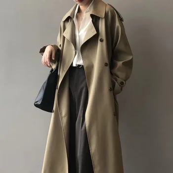 Длинная ветровка в корейском стиле, новинка осени 2023 года для женщин, свободное и тонкое повседневное пальто, женский топ