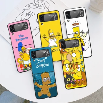 Чехол для телефона Samsung Galaxy Z Flip 3-5 Г Черный Жесткий ПК Роскошный Бампер ZFlip3 Модный Чехол Для Предотвращения падения Disney The Simpsons