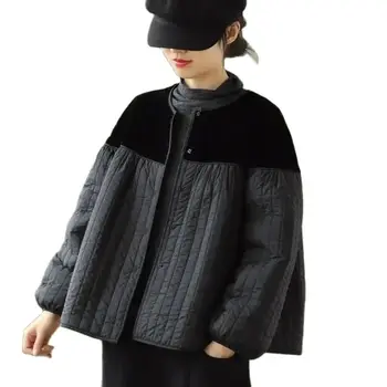 Легкая хлопковая куртка, женская мода, Черная весенне-осенне-зимняя куртка, женское пальто, Корейские свободные повседневные топы, верхняя одежда