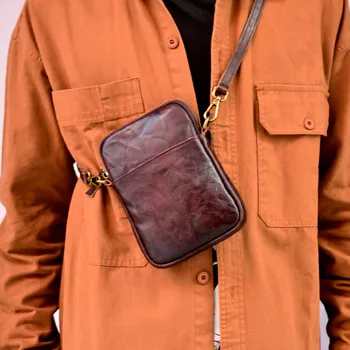AETOO Мужская повседневная сумка через плечо, кожаная сумка через плечо, маленькая мужская сумка baotou из воловьей кожи, маленький вертикальный деловой небольшой рюкзак