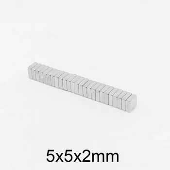 50ШТ 5x5x2 Небольшой Блок Поискового Магнита Сильные Квадратные Редкоземельные Неодимовые Магниты N35 Лист 5*5*2 5x5x2 мм