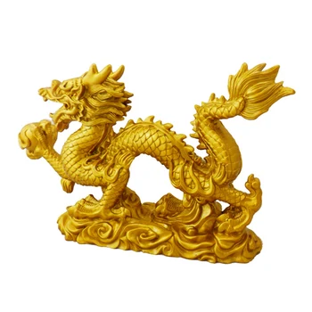 Статуя Золотого дракона китайского зодиака, украшение для дома с животными