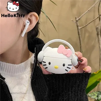 Sanrio Music Hello Kitty Наушники Apple Bluetooth, милый чехол для Airpods 2-3 поколения, новая модная беспроводная гарнитура Pro, чехол