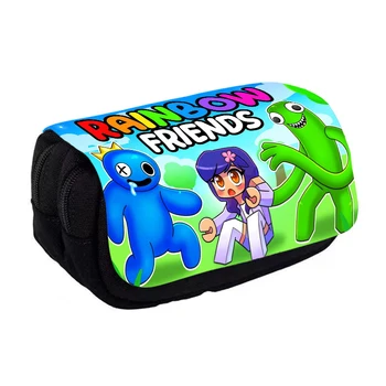 Милая сумка для карандашей типа Rainbow Friends, нейлоновый пенал, детские черные школьные принадлежности, высококачественный набор канцелярских принадлежностей