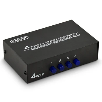 FJGEAR AV Switcher 4 В 1 Выход Av RCA Головной интерфейс Аудио- и Видеопереключатель Многофункциональный 4-Полосный AV-переключатель, Простой в использовании