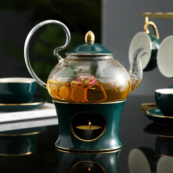 Стеклянный чайник MUZITY с керамическим дном, Элегантный чайник для заваривания чая, чайник с ситечком и свечой