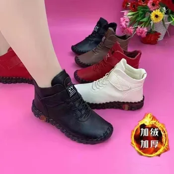 Женские Роскошные Теплые Швейные Водонепроницаемые Противоскользящие Зимние Ботинки 2023 года, Зимняя Дизайнерская Плюшевая Обувь На Плоской подошве, Модные Кроссовки Zapatos De Mujer