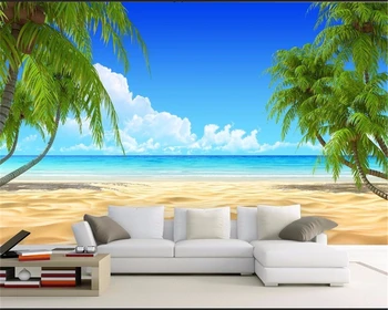 Обои Beibehang на заказ, 3D фото, вид на море, кокосовый пейзаж, обои для спальни, гостиной, ТВ, настенное украшение, настенная роспись