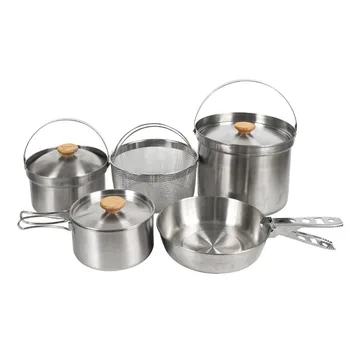 Походный портативный набор для пикника из нержавеющей стали кастрюля, сковорода, кастрюля для супа, походная посуда для приготовления пищи, принадлежности для оборудования