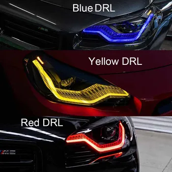 Красный Синий Желтый DRL для BMW 2 серии G87 G42 M2 M240i Адаптивная светодиодная фара Многоцветные дневные ходовые огни Автомобильный аксессуар