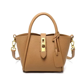Новая модная женская сумка из натуральной кожи Роскошная сумка-ведро с поворотным замком, женская сумка-тоут, сумка-тоут