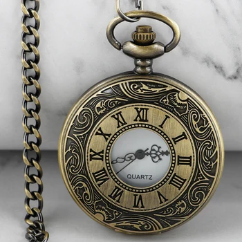 Старинные Римские Цифровые кварцевые Карманные Часы в стиле Стимпанк с цепочкой-брелоком, ожерелье, Часы Для Мужчин И Женщин, Прямая поставка