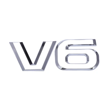 Серебристый металлический V6, наклейка, значок/эмблема автомобиля
