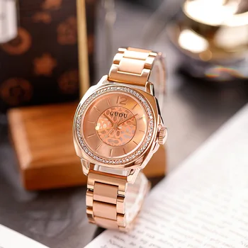 Guou 2022 новые часы женские с большой пластиной женский темперамент женские трендовые модные часы со стальным ремешком