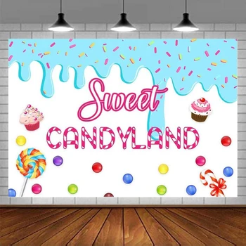 Фон для фотосъемки в стиле Sweet Candyland Фон для фотостудии на тему Дня Рождения девочки, принцессы, Душа Ребенка, Декор для конфетной вечеринки, Баннер