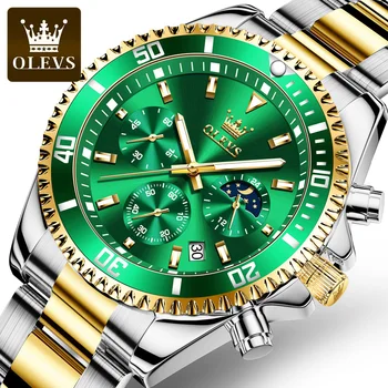 OLEVS 2870 Роскошные мужские часы, спортивный хронограф, водонепроницаемые Кварцевые мужские наручные часы с аналоговой датой