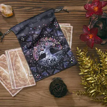 Рисунок фазы Луны, мешочек для Таро с завязками, Фланелевая колода Таро, сумка для хранения аксессуаров для Таро, колоды Оракулов, кости, руны.