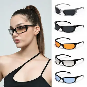 Женские мужские серебристые футуристические солнцезащитные очки UV400 с оберткой вокруг солнцезащитных очков спортивных оттенков Y2K солнцезащитные очки солнцезащитные очки