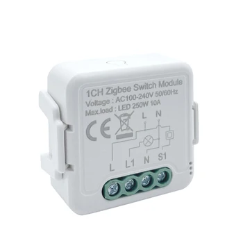 Модуль переключения Tuya Smart ZigBee 3.0 Не требует нейтрального провода, умный выключатель света для дома Работает с Alexa Home