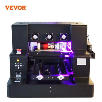 УФ-принтер VEVOR A3, планшетный автоматический принтер для нанесения лака на поверхность бутылки, 6 цветов, размер A3 A4 Для корпуса телефона, Металл, Стекло, дерево