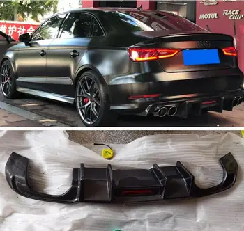 ДИФФУЗОР ЗАДНЕГО бампера багажника из настоящего углеродного ВОЛОКНА для седана Audi A3 SLINE S3 RS3 2014 2015 2016 / 2017 2018 2019 2020