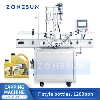 Автоматическая укупорочная машина для бутылок ZONESUN F Style для укупорки бутылок с винтовой крышкой для упаковки моющих средств ZS-XG442F