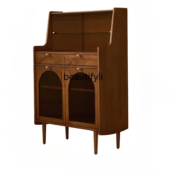 Буфет из массива дерева в стиле ретро, шкафчик для гостиной, столовой, чайный шкафчик, винный шкаф, простой боковой шкаф
