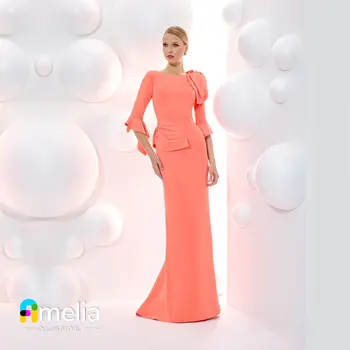 Платье для выпускного вечера в Дубае с круглым вырезом Amelia, вечернее платье длиной три четверти в пол, Летние женские вечерние платья для свадебной вечеринки 2023