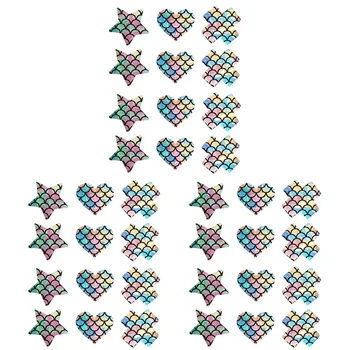 18 пар одноразовых чехлов с рисунком чешуи Русалки, блестящие наклейки на грудь, красочные блестящие наклейки для женщин (крест, сердце,