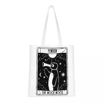Noot Noot Сумка для покупок с забавным пингвином, женская парусиновая сумка-тоут, портативные винтажные сумки для покупок с продуктами Rainbow Pingu