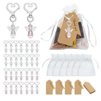 32 штуки Подарков для гостей Ангел-хранитель с мешком из органзы Подвеска из крафт-бумаги Подвеска Ангела-хранителя для подарков для гостей Подарок для вечеринки