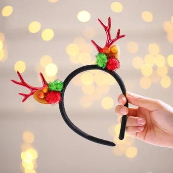 Рождественский олений рог с пряжкой на голове, повязка на голову, праздничные принадлежности для украшения атмосферы вечеринки, рождественские подарки для детей, подарки