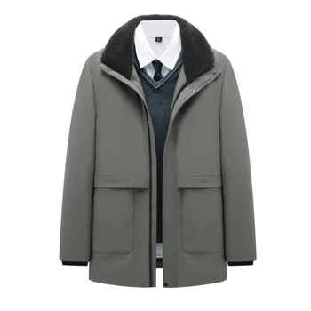 Зимняя новая мужская хлопковая куртка с плюшевыми лацканами, повседневная утолщенная парка, модное зимнее пальто
