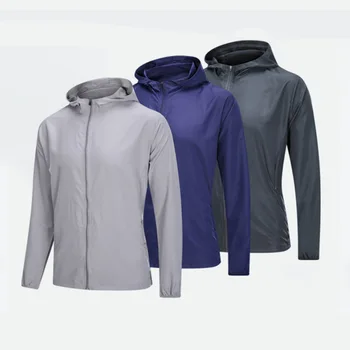 Новое тонкое быстросохнущее дышащее пальто LULU с капюшоном для отдыха на открытом воздухе, бега, фитнеса для мужчин