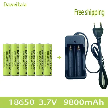 Бесплатная доставка литий-ионная аккумуляторная батарея емкостью 3,7 В 18650 9800 мАч, аккумулятор для фонарика + зарядное устройство