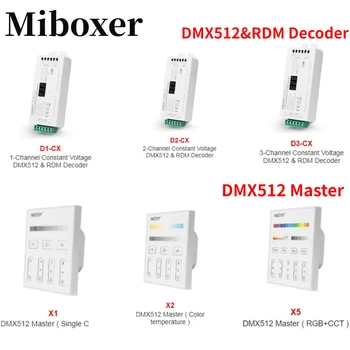 Miboxer DMX512 & RDM декодер 1CH/2CH/3CH/4CH X1 Одноцветный X2 CCT X3 RGB X4 RGBW X5 RGBCCT DMX512 Главный контроллер AC100 ~ 240V