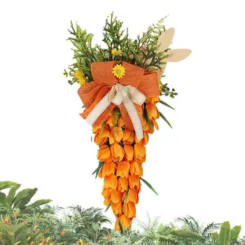Пасхальные венки для входной двери, весенний венок в форме оранжевой моркови, Пасхальные украшения для дверей, Подвесной декор, подарок для праздничного фермерского дома