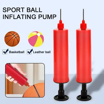 1шт Спортивный насос для надувания мячей Красный футбольный Футбольный баскетбольный Компактный воздушный насос Портативный ручной воздушный насос из твердого пластика