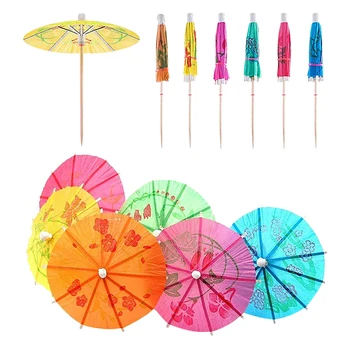 50шт Смешанный цветной коктейль украшение в форме зонтика бамбуковая палочка Дим-сам торт фруктовая палочка маленький зонтик палочка