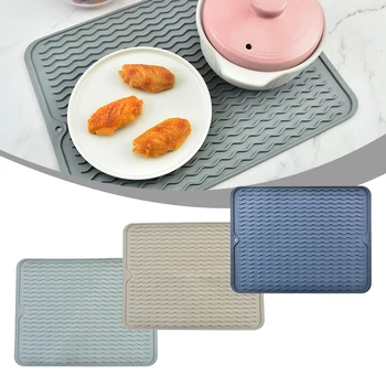 Силиконовый коврик для сушки посуды 40 х 30 см, складной нескользящий коврик для мытья посуды, Термостойкий резиновый коврик для слива, Изолированная Кухонная салфетка