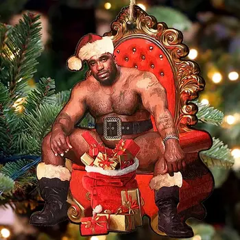Рождественское деревянное украшение Barry Santa Праздничный мем Mr. Wood Ручной работы, Забавный Рождественский подарок, Рождественский праздник, 2D Орнамент