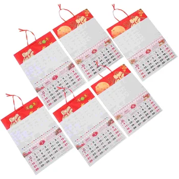 6шт Традиционный подвесной календарь Маленький Календарь В китайском стиле Подвесной лунный календарь