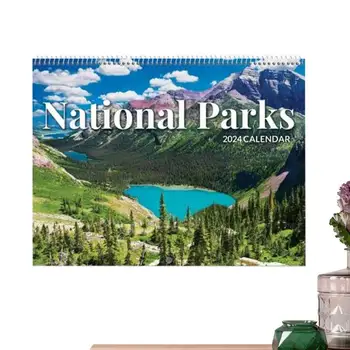 Художественное оформление Календаря национальных парков на 2024 год, Подвесной настенный ежемесячный календарь с изображениями национальных парков на 2024 год, украшения комнаты для