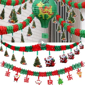 Рождественские Баннерные украшения 3 м Рождественские Подвески Подвесные украшения Праздничная вечеринка Санта Клаус Праздничный декор Макет потолка Флаги