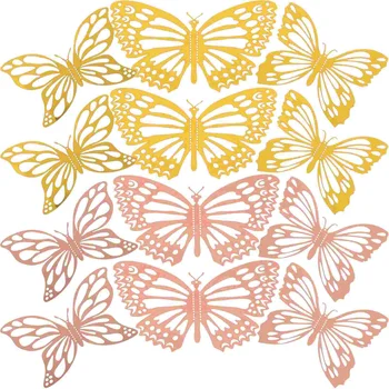 48 Шт Декоративные 3d Бабочки Наклейки DIY Аппликация Украшение для Спальни Бабочка Орнамент Бумага