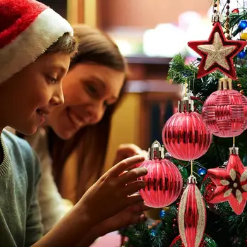 Рождественские украшения с матовой отделкой, блестящая отделка, Рождественские украшения, мерцающие елочные украшения 39 для праздника